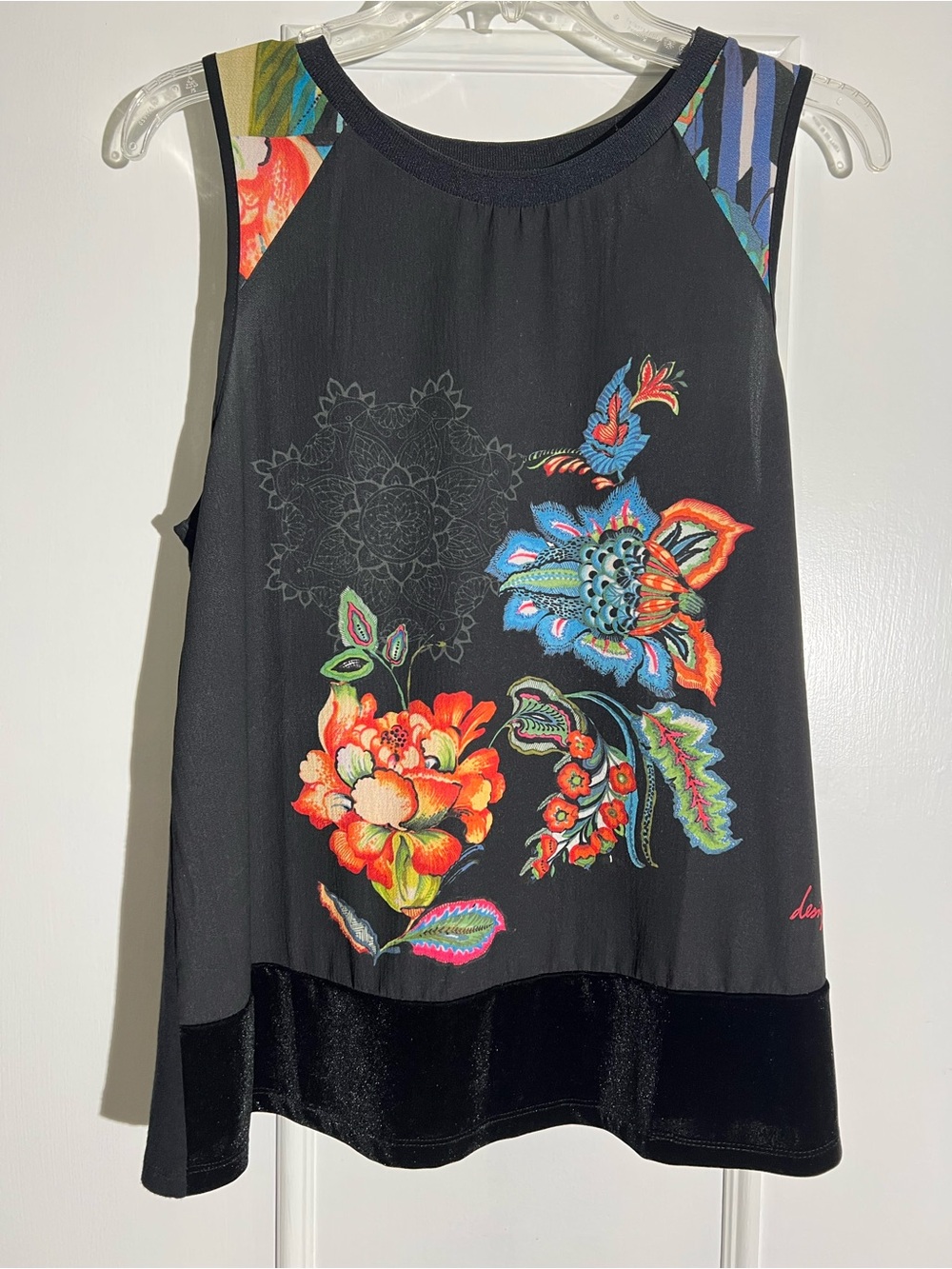 Desigual Black Asian Floral Top